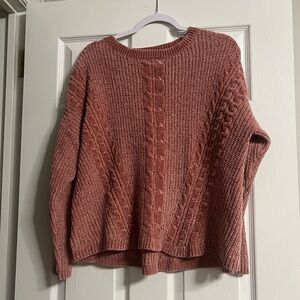 Elegant Cable Knit Sweater - Rose